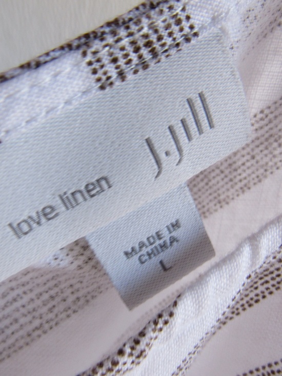 Love Linen Long Dress Brown White Chevron Stripe L J JIll Sleeveless - Picture 4 of 12